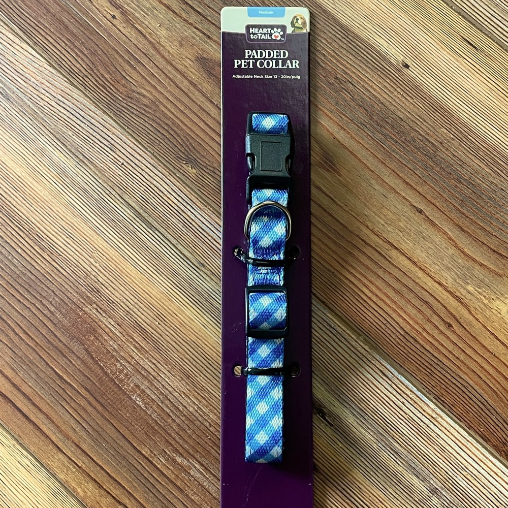 Blue Gingham Dog collar